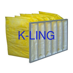 Yellow Color Chemical Resistance F9 Aluminum Frame Bag Filter / Pocket Air Filter