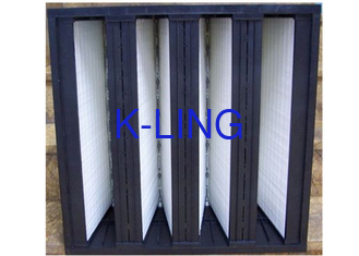 Dust Capacity FiberGlass V Bank Filter With EVA Gasket Glass Fibre Media 18 Sq.m Area