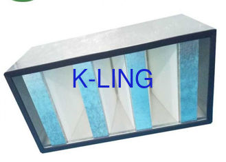 Galvanized Frame Mini Pleat HEPA Filter / V Bank HEPA Filter For Clean Room