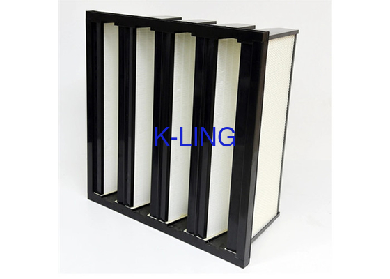 Compact Glass Fiber Filter Paper Box Type With Plastic Frame Ventilation V Bank Filter