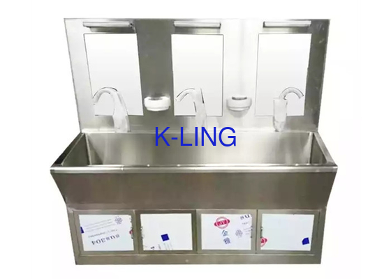 SUS304 316L Clean Room Equipments High Back Panel Medical Hospital Hand Wash Sink