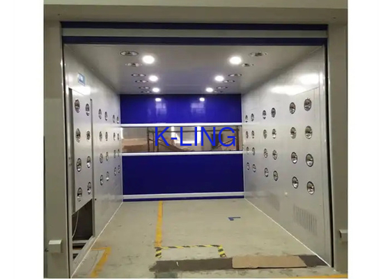 Clean Room Passageway Air Shower Tunnel With PVC Rolling Door 25m/S Speed