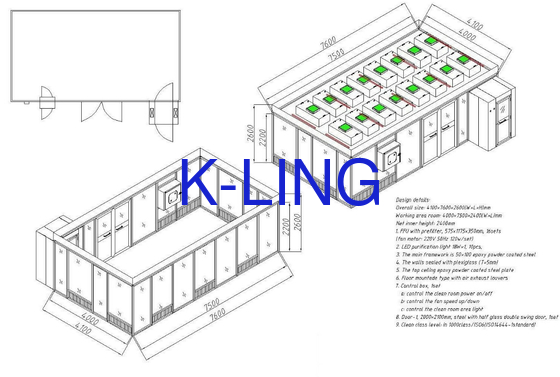 H13-H14 Laminar Flow Cleanroom In Cleanrooom With Air Velocity 0.3-0.5m/S