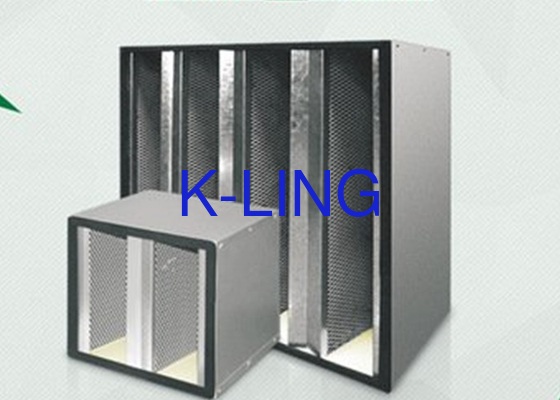 Temperature Fiber Glass V Bank Filter  With Holt Melt Beads H13 H14 Efficiency