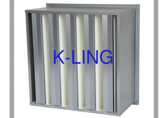 Efficiency V Bank Air Filter With Holt Melt Beads Spacer EVA Gasket Glass Fibre Media