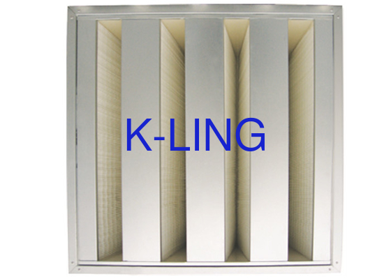 Efficiency V Bank Air Filter With Holt Melt Beads Spacer EVA Gasket Glass Fibre Media