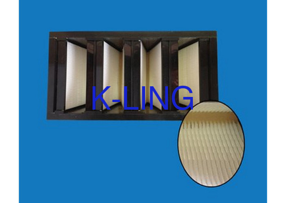 Dust Holding Capacity V Bank Filter With FiberGlass Media 80 Degree Work Temperature