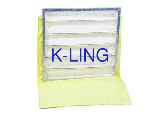 Moisture Resistant Pocket Air Filter Galvanized Steel Aluminum Alloy Frame for HVAC Systems