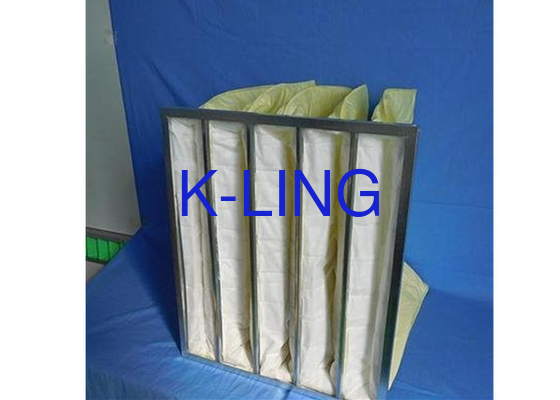 Synthetic Fiber 80% Humidity Aluminum Alloy Pocket Air Filter With Galvanized Steel Frame