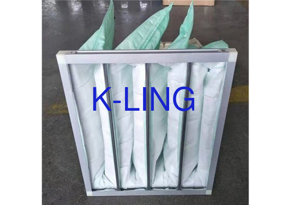 Synthetic Fiber 80% Humidity Aluminum Alloy Pocket Air Filter With Galvanized Steel Frame