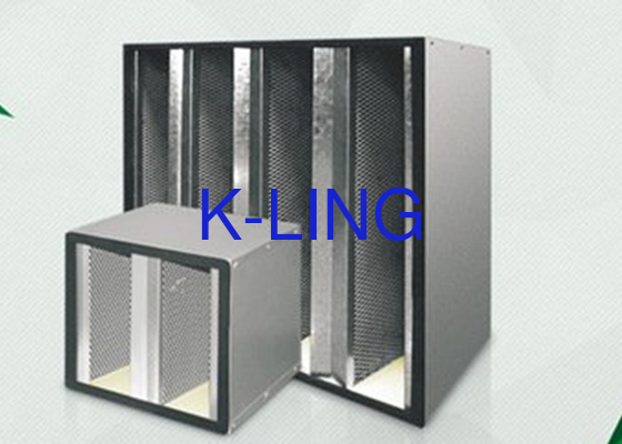 H13 H14 Dust Capacity V Bank Filter FiberGlass Media 80 Degree Temperature Holt Melt Beads