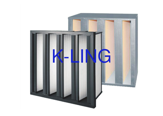 Dust Capacity V Bank Filter With Fiberglass Medium EVA Gasket H10-H14 Filtration Classes