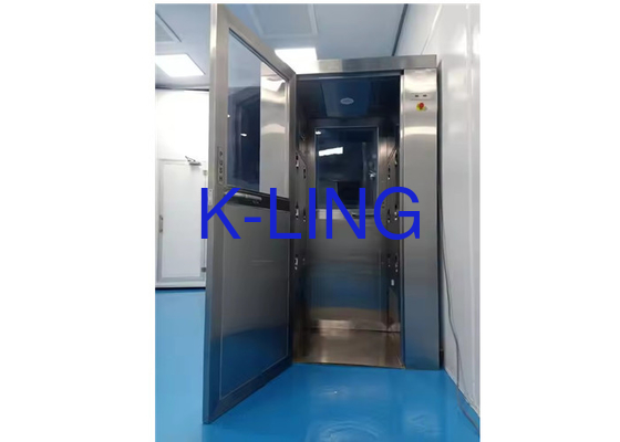 High Velocity Customized L Type Air Shower Tunnel Room With Automatic Swing Door 50Hz Frequency