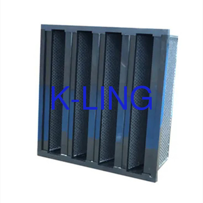 Active Carbon High Temperature V Bank Filter For Particle And Smell Removal Box Type
