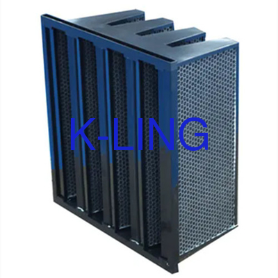Active Carbon High Temperature V Bank Filter For Particle And Smell Removal Box Type