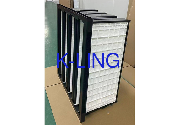 W Shape V-Bank Type HEPA Filters Plastic Medium Industrial Micro Air Filter