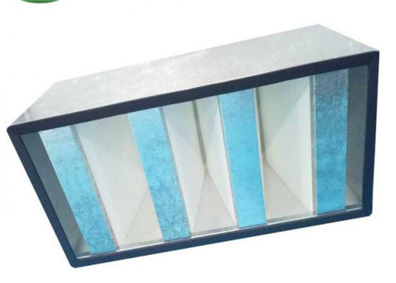 Galvanized Frame Mini Pleat HEPA Filter / V Bank HEPA Filter For Clean Room