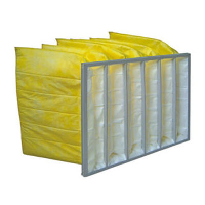 Yellow Color Chemical Resistance F9 Aluminum Frame Bag Filter / Pocket Air Filter