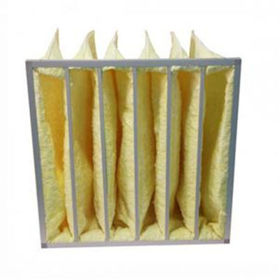 Yellow Color Chemical Resistance F9 Aluminum Frame Bag Filter / Pocket Air Filter