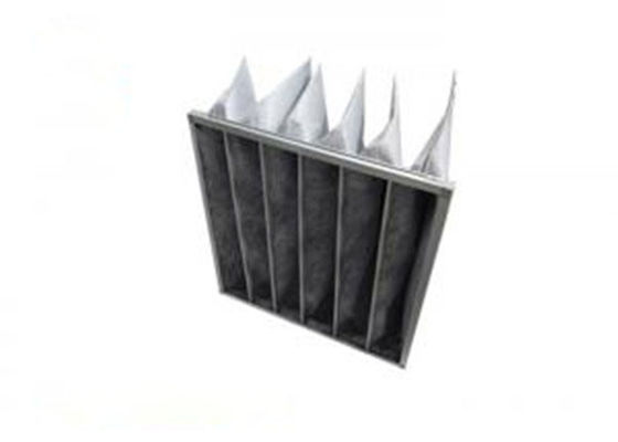 F8 Activated Carbon And Synthetic Fiber Media Pocket Air Filter Aluminum Frame