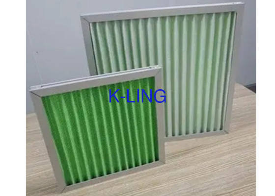 Green Pleated Panel Air Filters G1 G3 Efficiency Polyester Media Filter